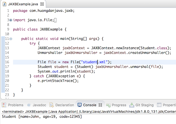 Chuyển đổi nội dung tập tin XML sang đối tượng Java sử dụng JAXB