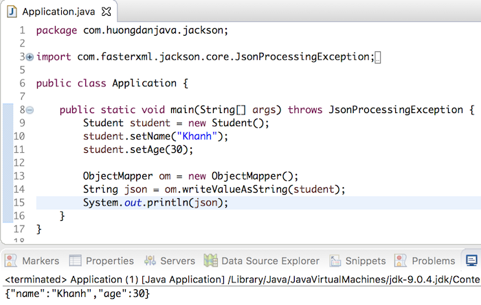 Chuyển đổi đối tượng Java sang chuỗi JSON sử dụng thư viện Jackson