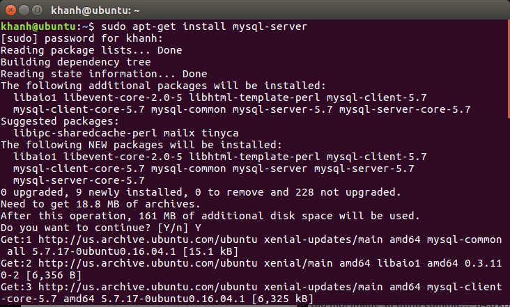 Install MySQL server on Ubuntu