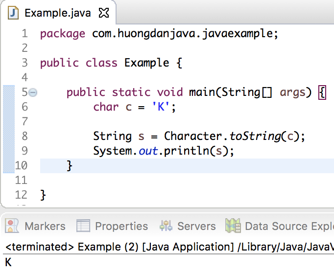 Convert char to String in Java