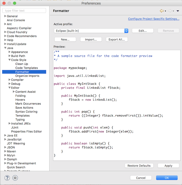 Setting up Eclipse IDE for first time