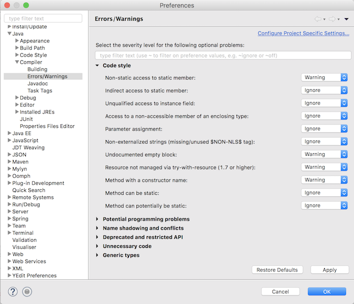 Setting up Eclipse IDE for first time