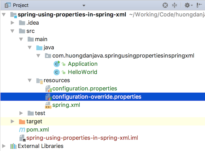 Using properties in Spring configuration file