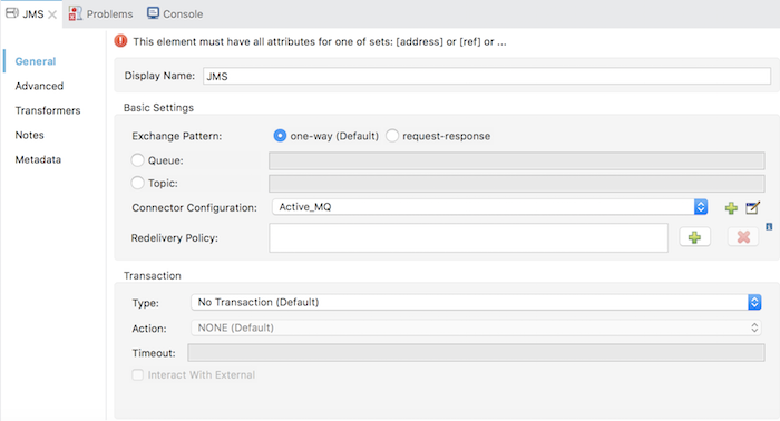 Configure JMS Endpoint for ActiveMQ in Anypoint Studio