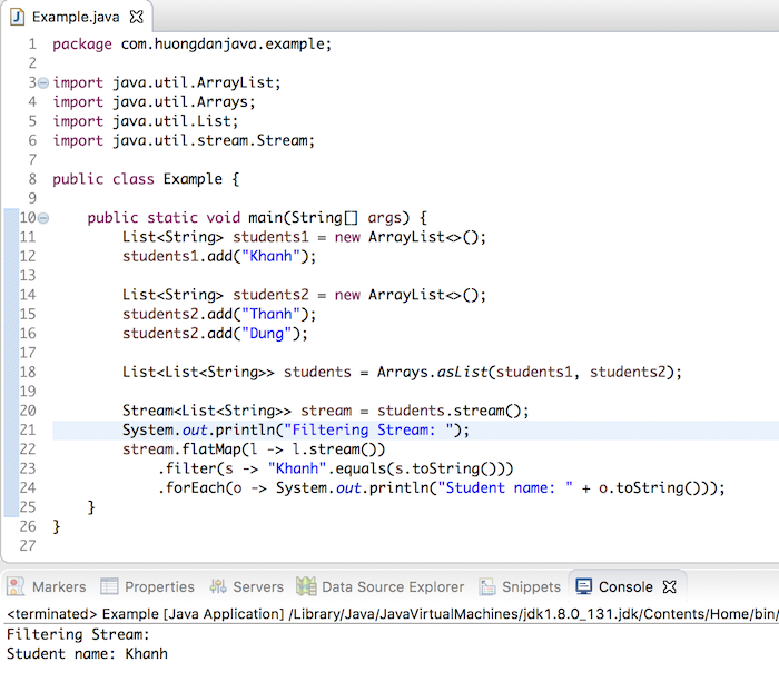 Using flatMap() method of Stream object in Java