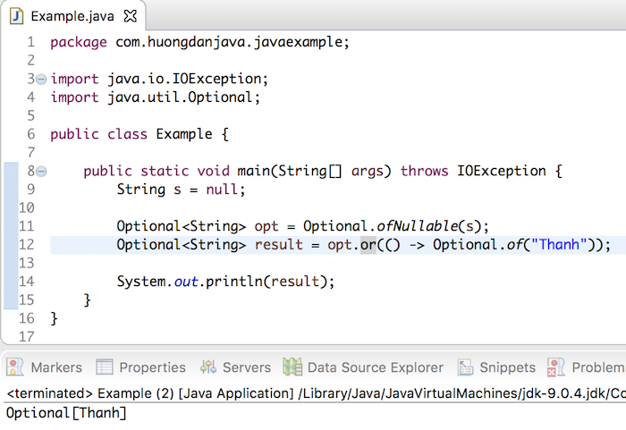 Các phương thức or() của đối tượng Optional trong Java