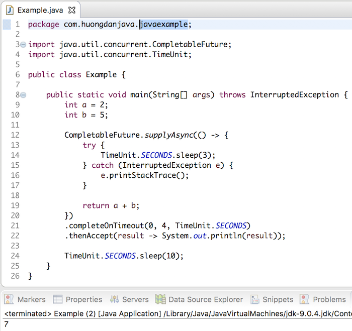 Phương thức completeOnTimeout() của đối tượng CompletableFuture trong Java