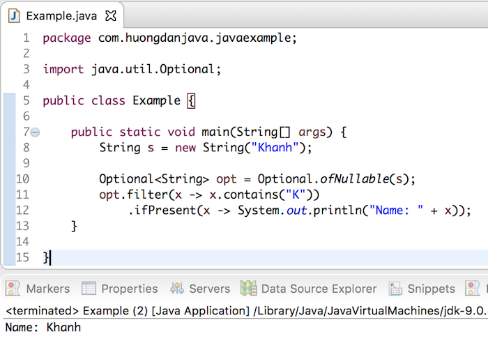 Phương thức filter() của đối tượng Optional trong Java