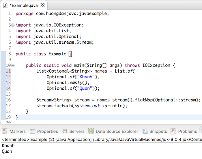 Phương thức stream() của đối tượng Optional trong Java