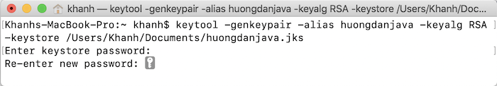 Generate keystore using keytool in Java