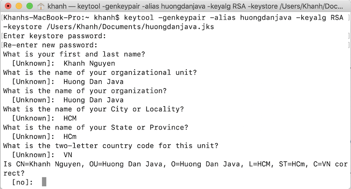 Generate keystore using keytool in Java