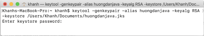 Sử dụng keytool để generate keystore trong Java