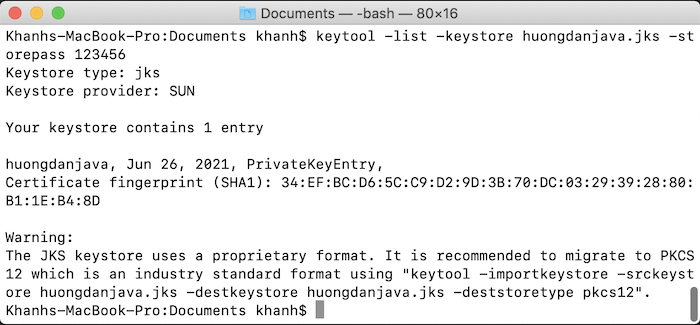 Sử dụng keytool để generate keystore trong Java