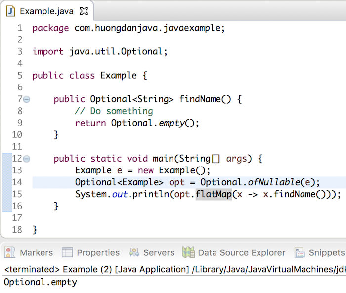 flatMap() method of Optional object in Java