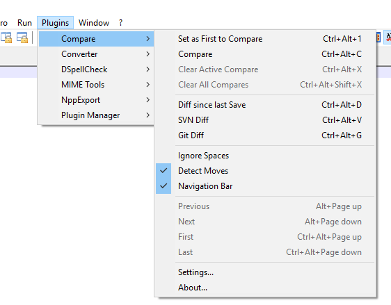 Install and use Compare plugin in Notepad ++