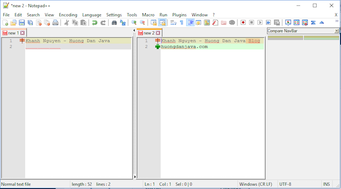 Install and use Compare plugin in Notepad ++