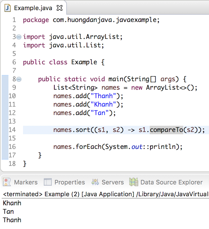Sử dụng Lambda Expression để sắp xếp các phần tử của một List trong Java