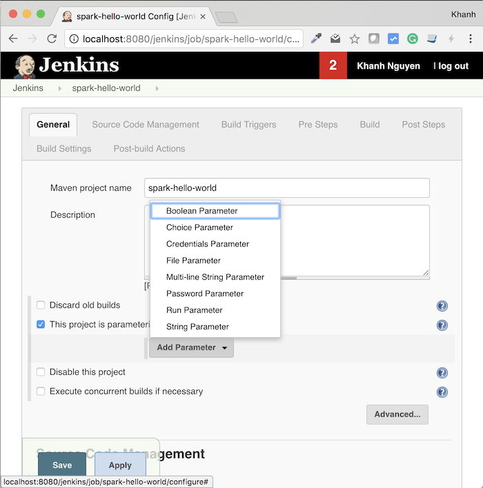 Build with Parameters in Jenkins