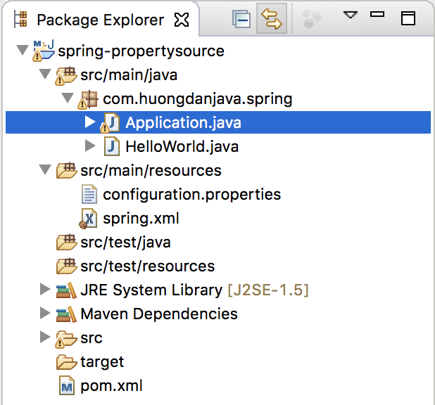 Read properties files in Spring using @PropertySource annotation
