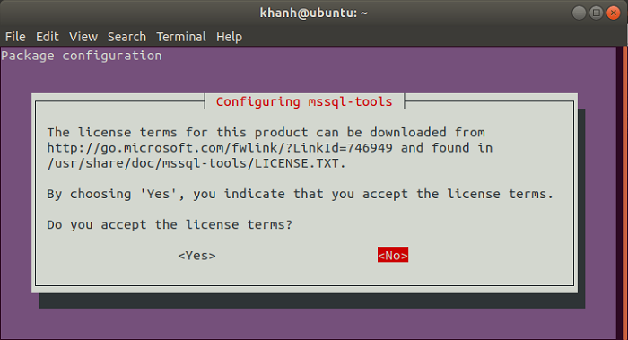 Cài đặt MSSQL command-line tool sqlcmd trên Ubuntu