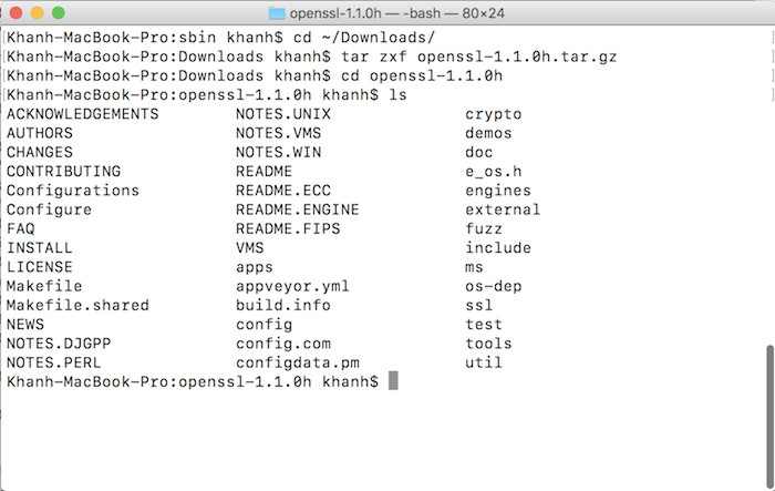 Cài đặt OpenSSL từ source trên macOS