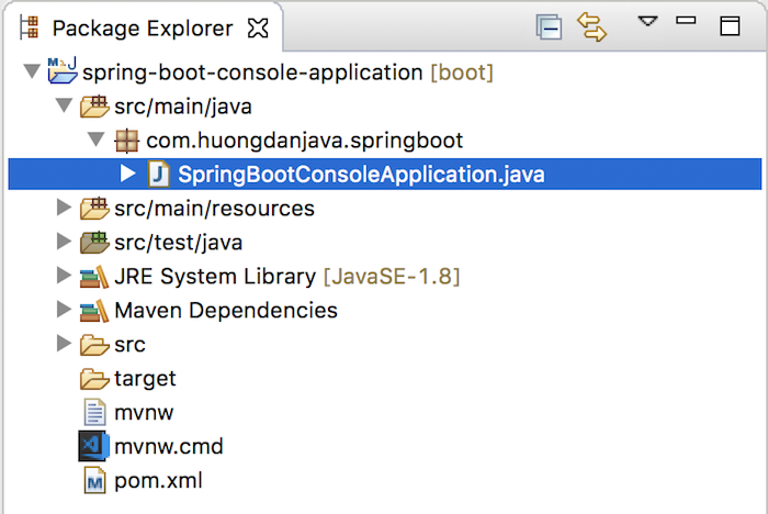 Java console application with Spring Boot