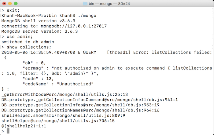 Create and grant access to MongoDB user
