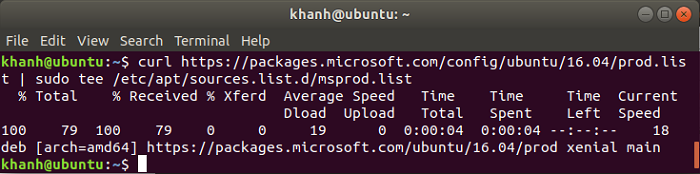 Install MSSQL command-line tool sqlcmd on Ubuntu