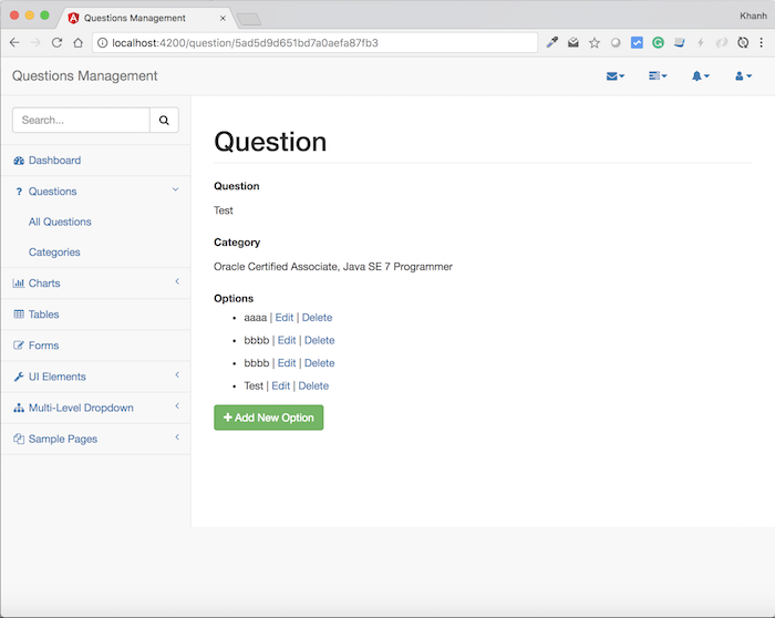 Questions Management – Frontend – Xây dựng phần hiển thị nội dung của một question