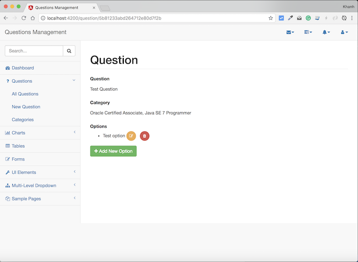 Questions Management – Frontend – Xây dựng phần xoá option