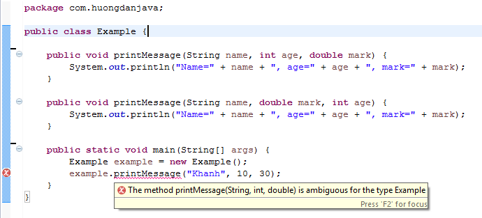 Overloaded methods in Java