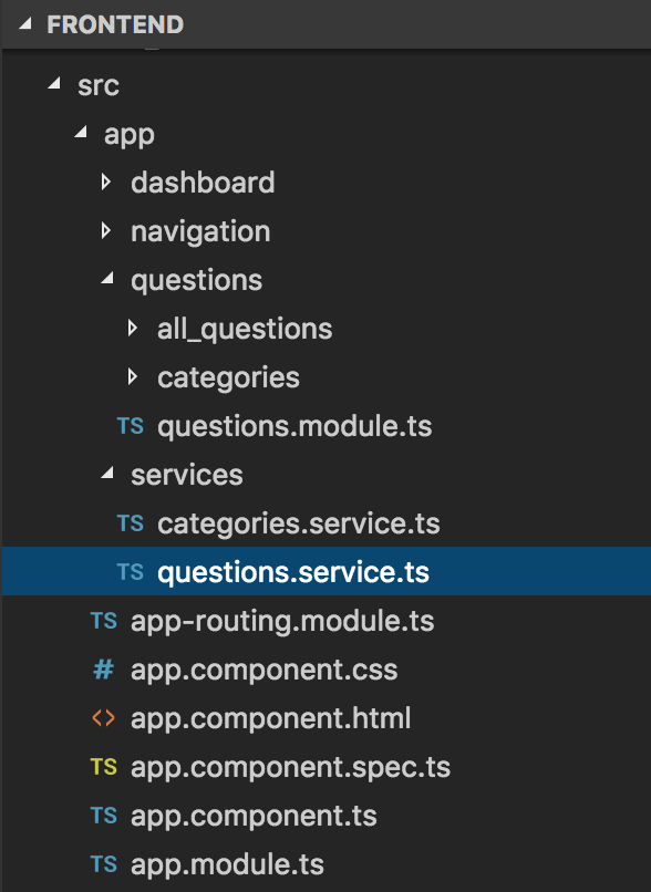 Questions Management – Frontend – Build the display all questions using Angular