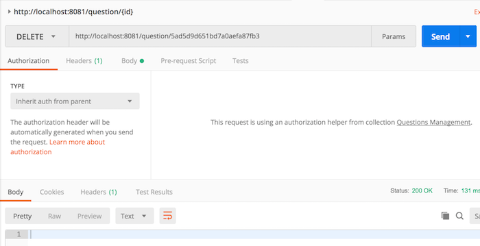 Questions Management – Core Question Service – Build API delete question using Spring WebFlux and Spring Data MongoDB Reactive