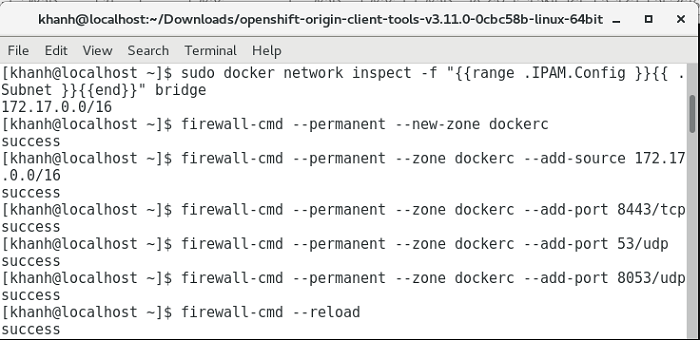 Cài đặt OpenShift sử dụng Docker và công cụ oc trên CentOS