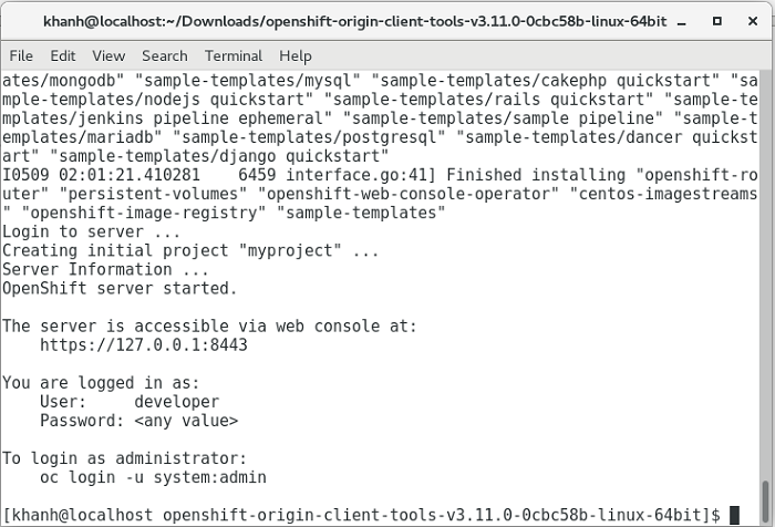 Install OpenShift using Docker and oc tool on CentOS