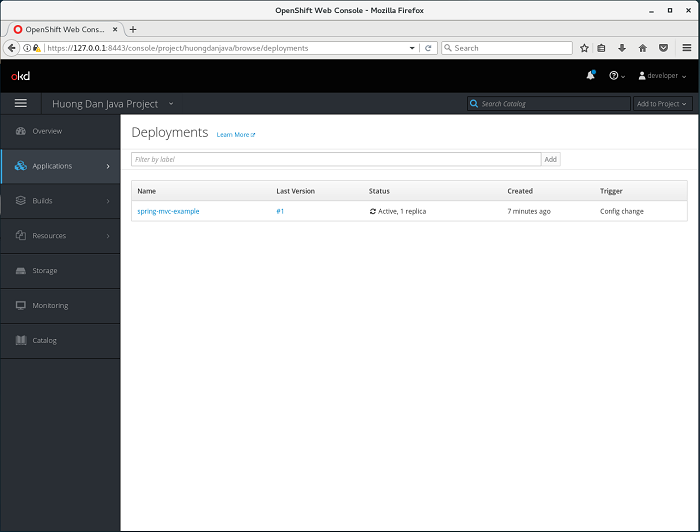 Deploy application in OpenShift using web console