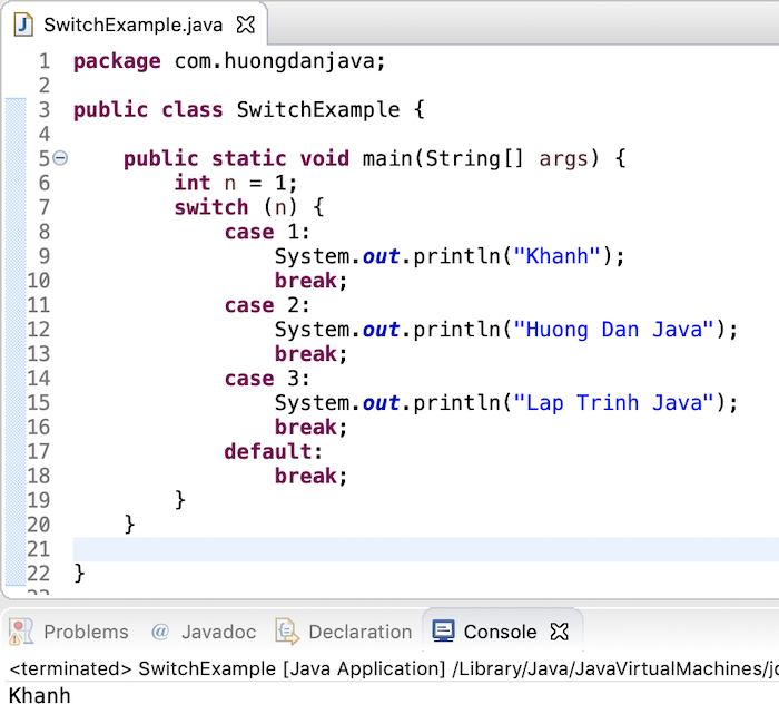 java switch statement