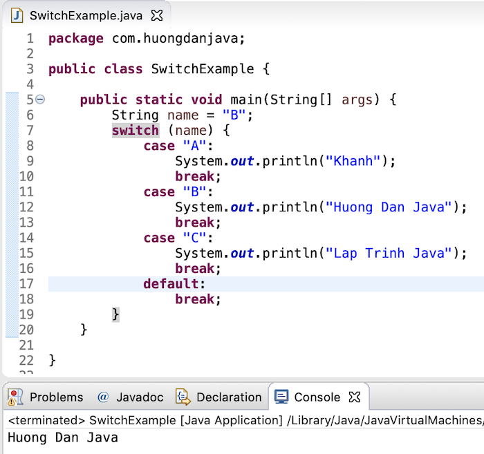 java switch variable assignment