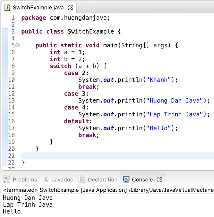 for statement java example