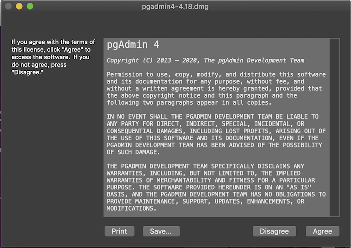 Install pgAdmin, a PostgreSQL client on macOS
