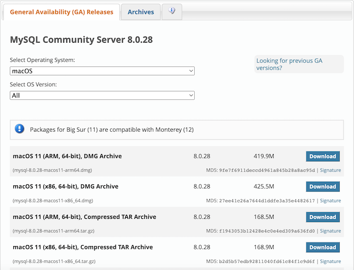 mysql community server mac