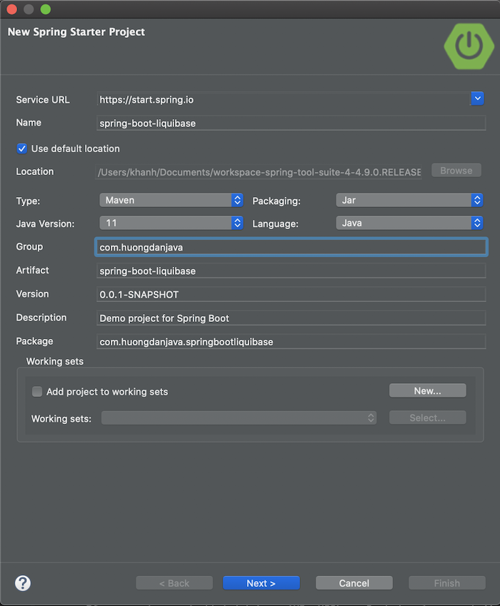 Using Liquibase in Spring Boot application