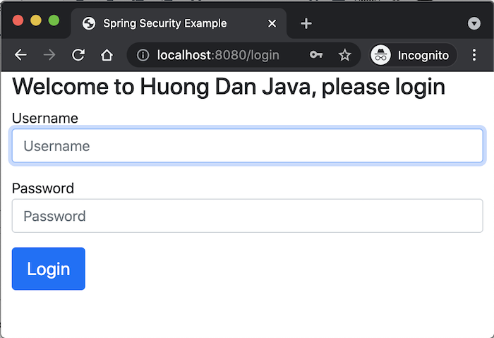 Custom login page sử dụng Bootstrap và Thymeleaf trong Spring Security