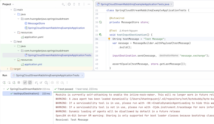 Unit testing with Spring Cloud Stream - Huong Dan Java